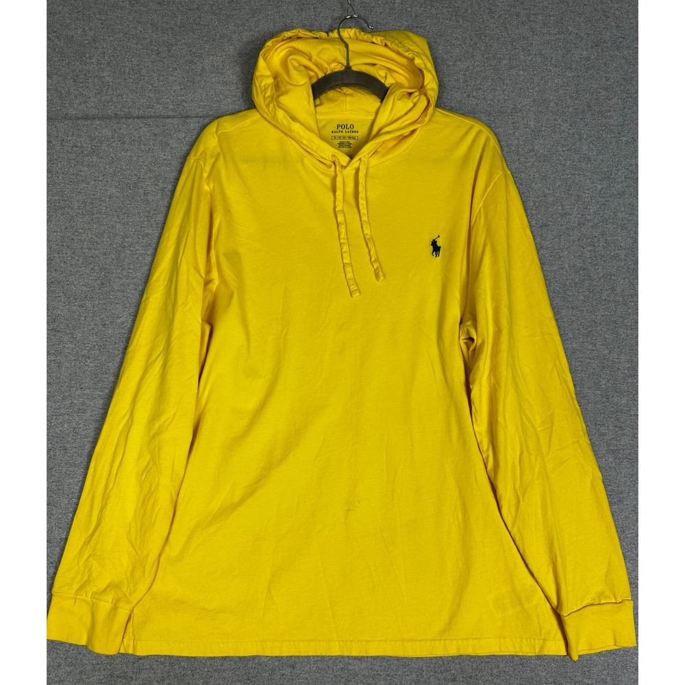 Polo Ralph Lauren Hooded T-Shirt Mens XL Yellow Long Sleeve Pony Logo